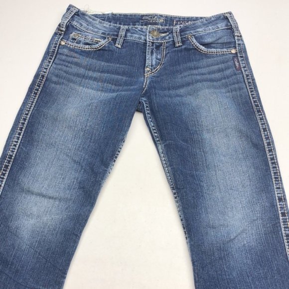 VINTAGE SILVER FRANCES DENIM CAPRIS 27x23 ๐ - Picture 3 of 13